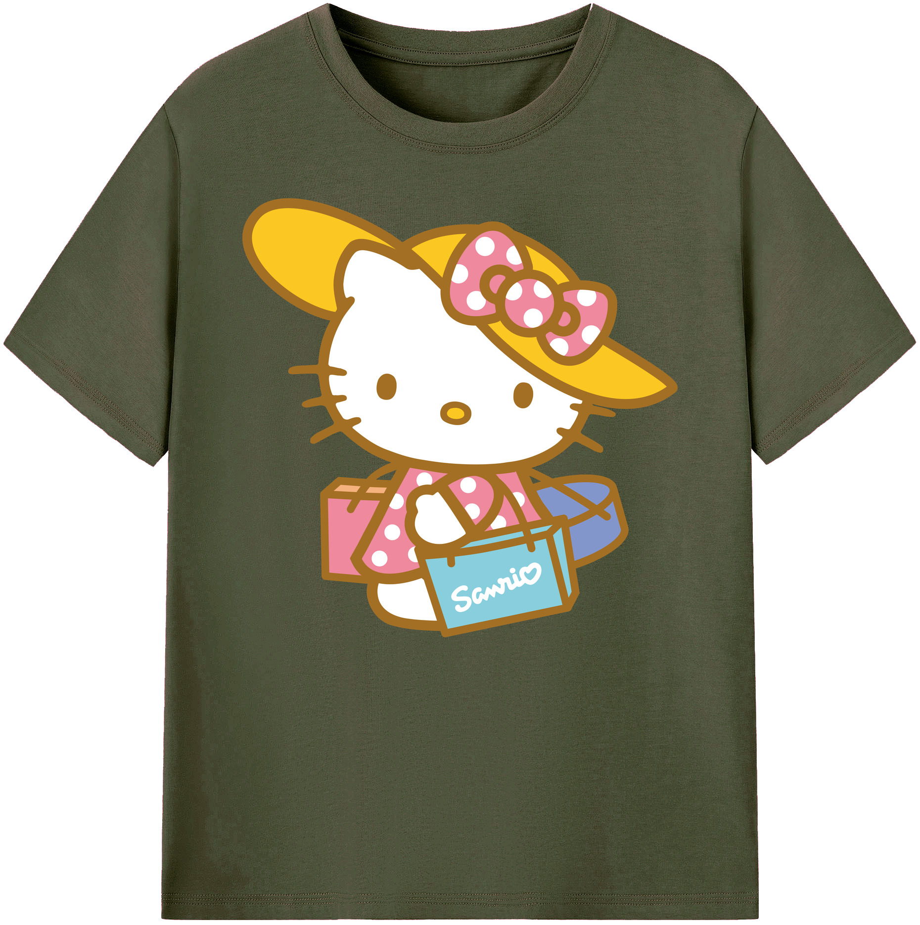 （画像用） Hello Kitty ハローキティ 綿100％ メンズ半袖Tシャツ｜肌触りやわらか＆通気性
